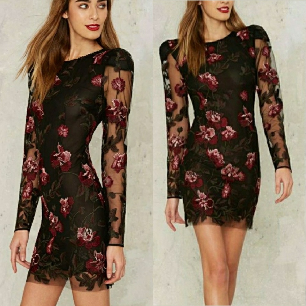 NEW Nasty Gal collection floral sheer dress